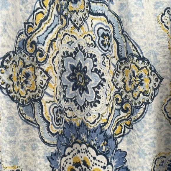 Style & Co. Blue and White Paisley Blouse Relaxed Fit - Picture 6 of 8